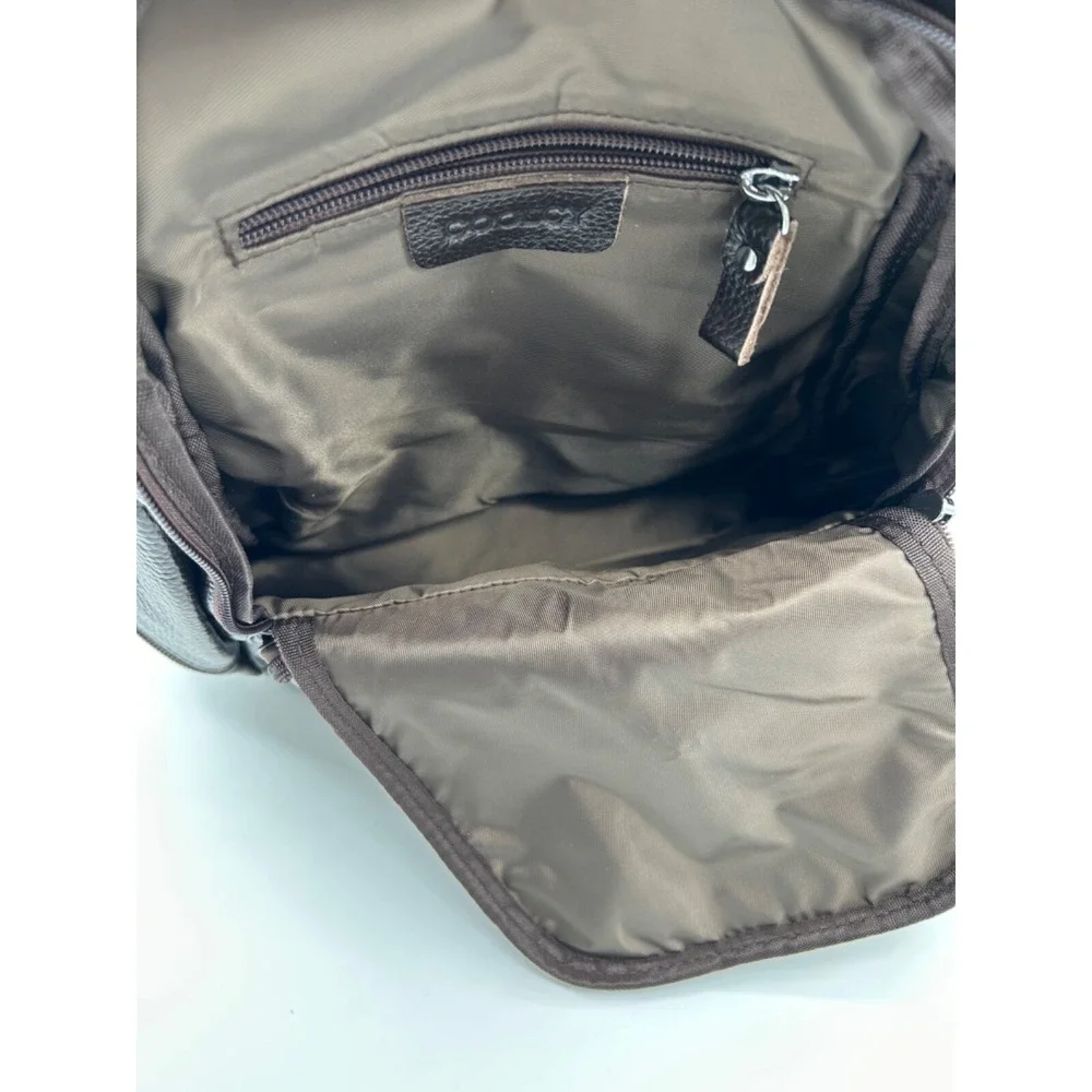 Coolcy Leather Backpack Purse Brown Leather Pebbled EUC